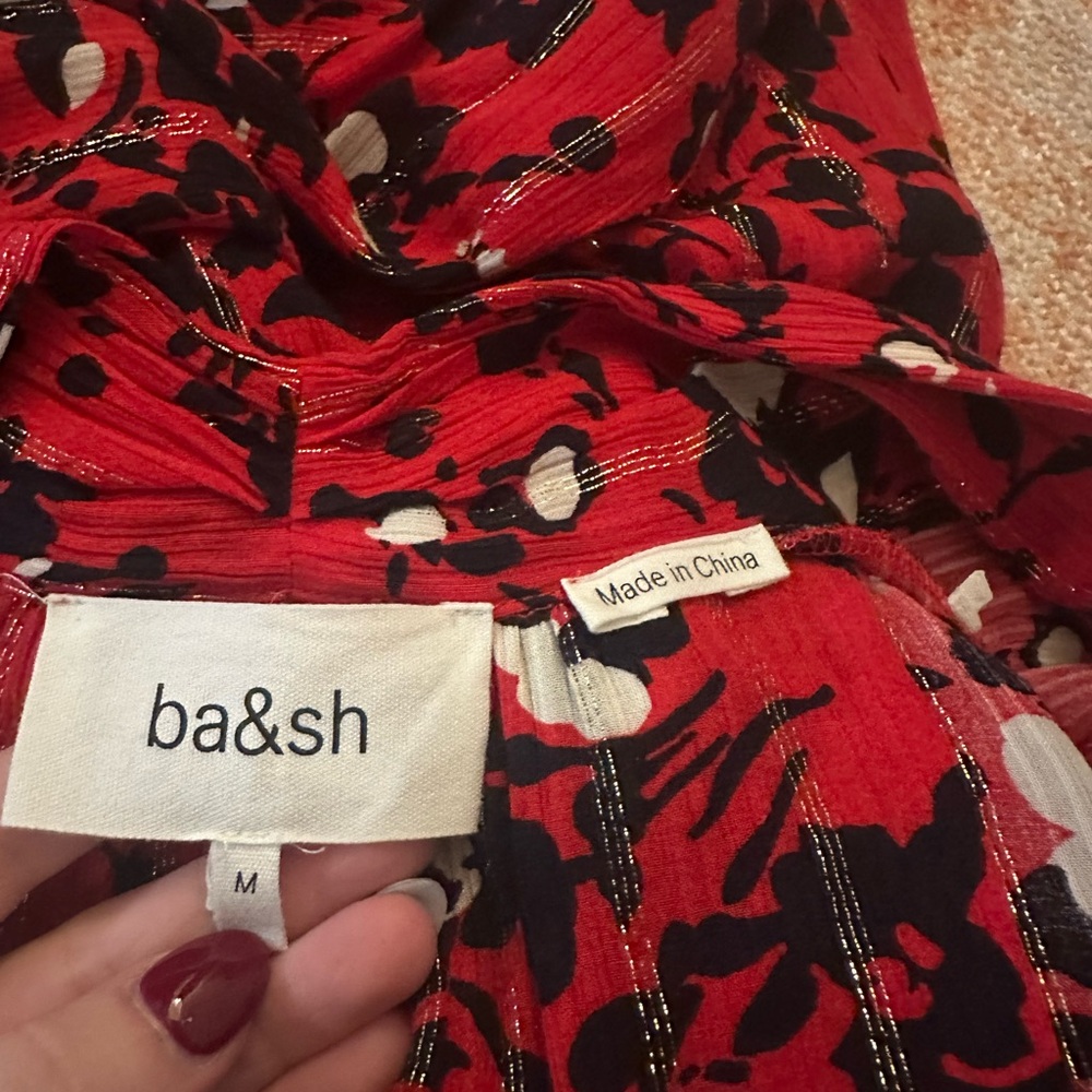 ba&sh Elfe Midi Dress rouge dress size medium size 2 style 1E19ELFE designer - Picture 5 of 10